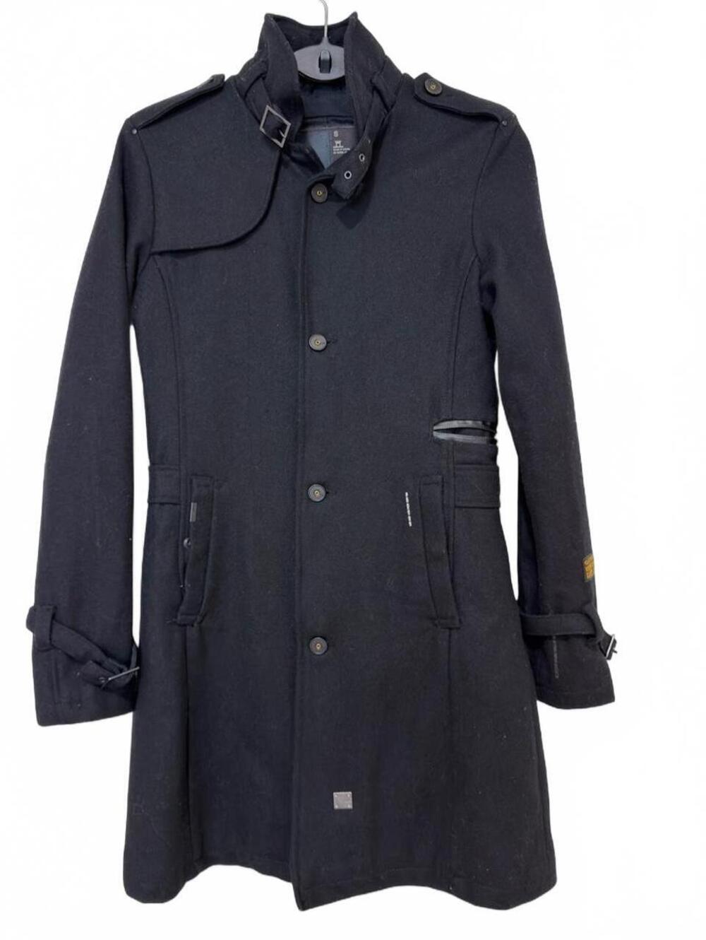 G-Star RAW Women's Black Military Style Trench Coat Button Front Size S